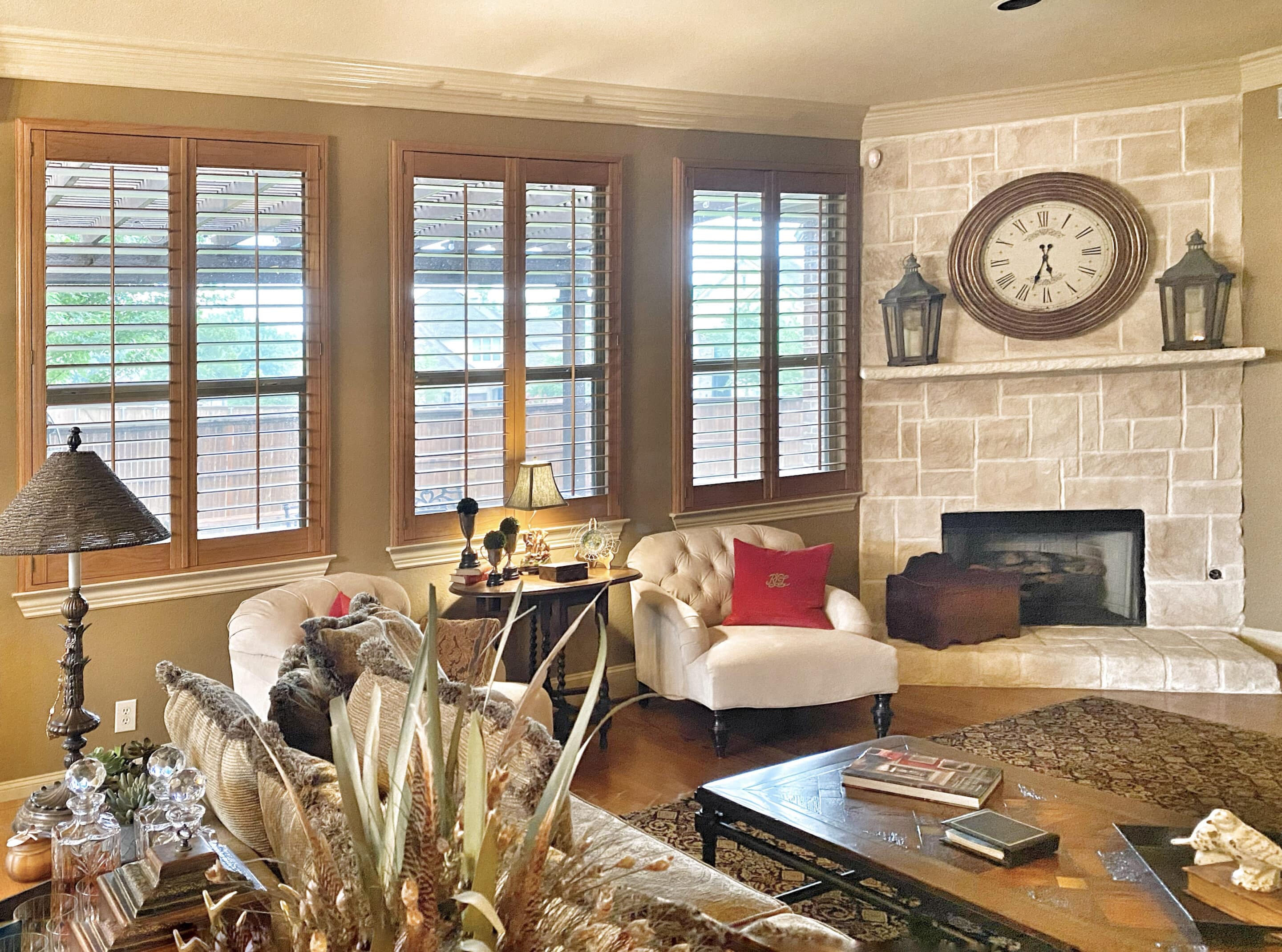 normandy wood shutters living room lantana tx